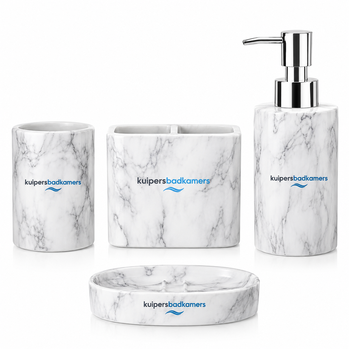 Kuipers Badkamers 4-Piece Marble Bathroom Accessories Set