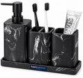 Kuipers Badkamers 4-Piece Bathroom Accessories Set – Black Marble Look