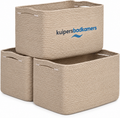 Kuipers Badkamers 3-Piece Woven Storage Basket Set – Brown, 15" × 10" × 9"