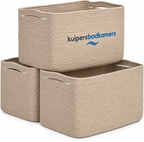 Kuipers Badkamers 3-Piece Woven Storage Basket Set – Brown, 15" × 10" × 9"
