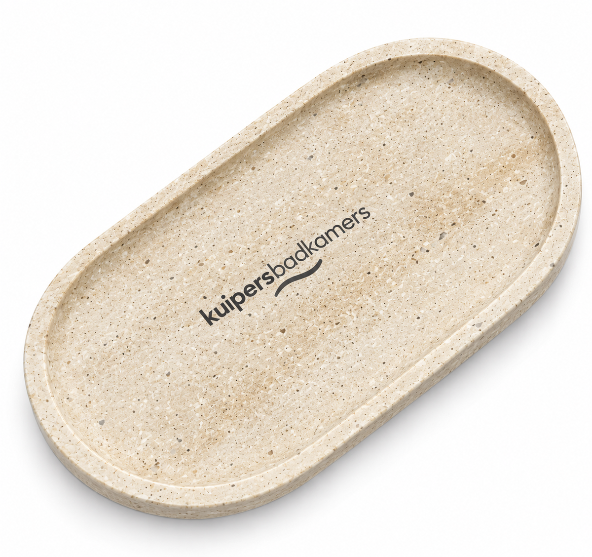 Kuipers Badkamers Travertine Vanity Tray 9.4" × 5.9" – Decorative Bathroom Countertop Tray