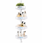 Kuipers Badkamers 4-Tier Corner Shower Caddy – White Tension Pole Organizer